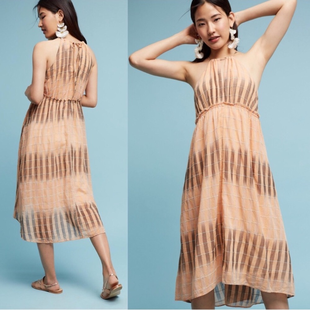 Anthropologie Akemi + Kin Ikat peach dress size Large